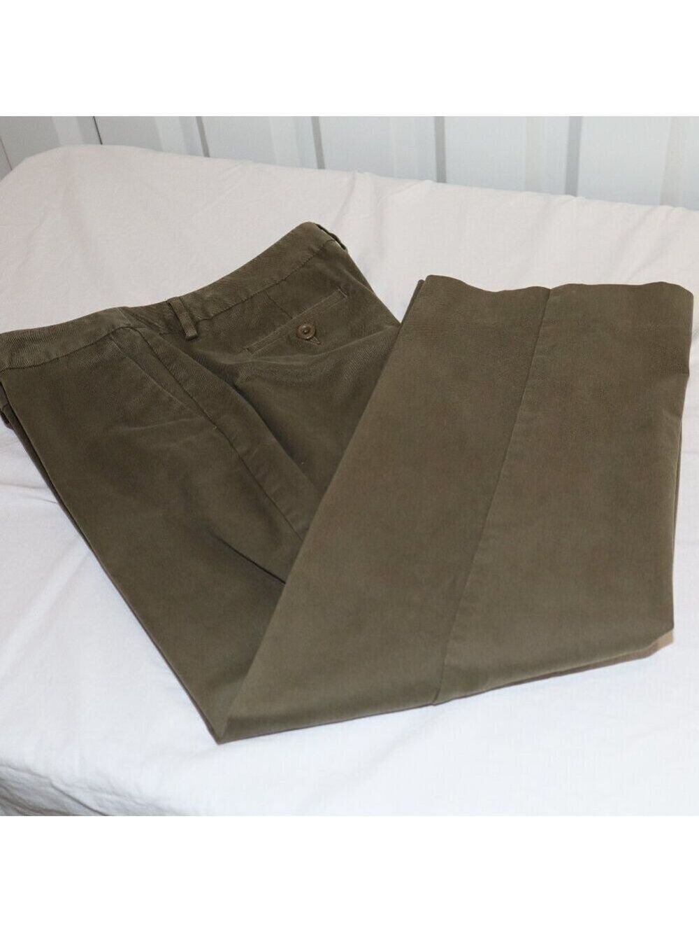 Talbots Women's Stretch Cotton Blend Ankle Pants Olive Green Size 14 Mid Rise